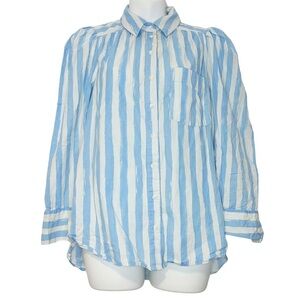 Free People Oversized Button Down Puff Sleeve Top